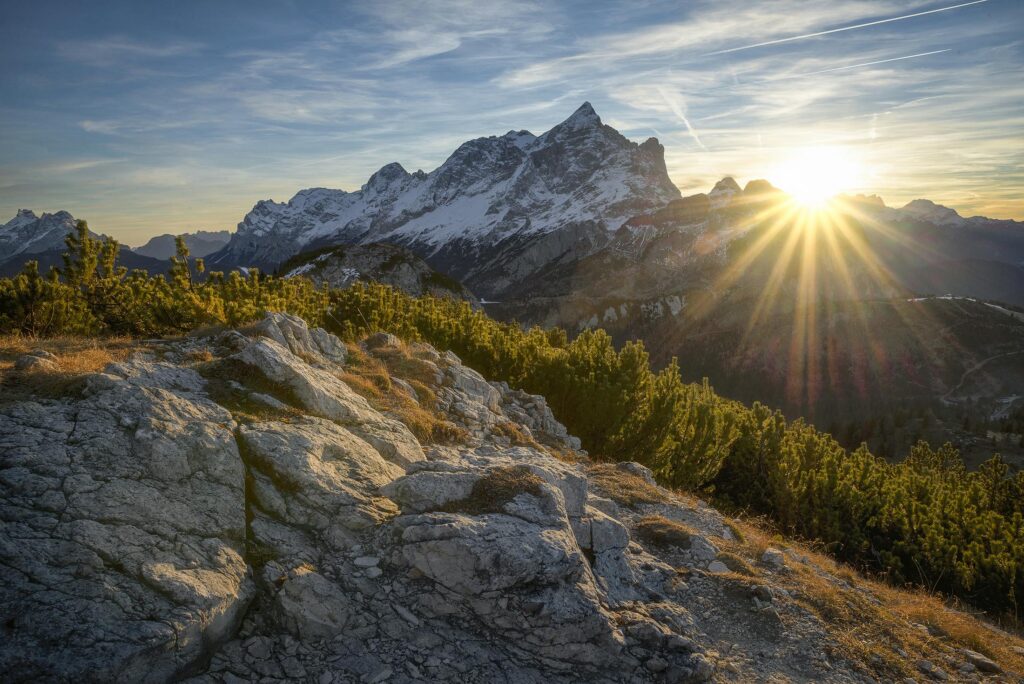 Snow Covered Mountain during Sunrise